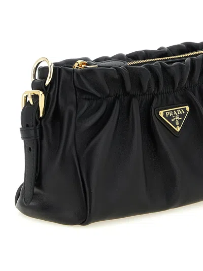 Prada Leather Shoulder Bag In Black