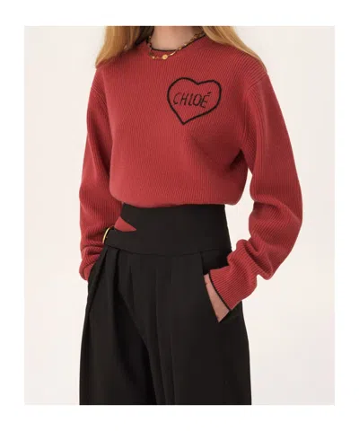 Chloé Short And Fitting Pullover With Wool Logo In Multi