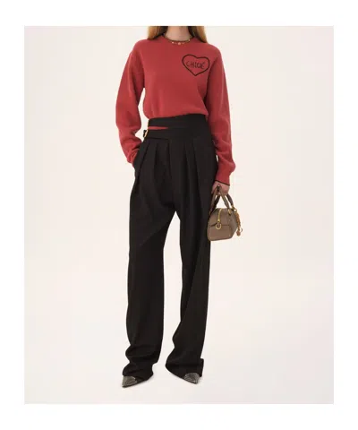 Chloé Short And Fitting Pullover With Wool Logo In Multi