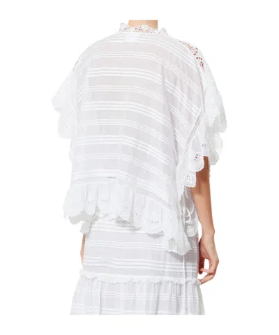 Isabel Marant Etoile White Floral Lace And Cotton Kaftan-style Payton Top Marant Etoile In Yellow