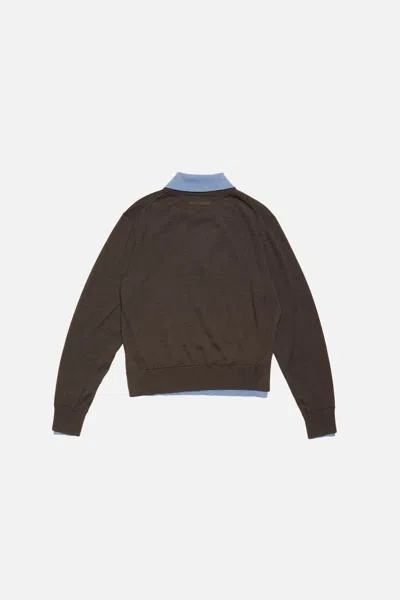 Acne Studios Womens Brown Blue Kascha Layered Wool Jumper