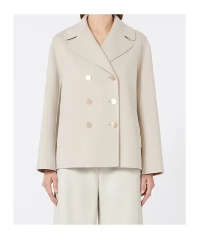 Max Mara Wool Broadcloth Jacket In Neutral