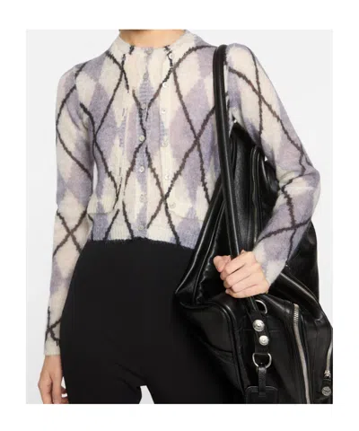 Acne Studios Lilac And Grey Mohair Sweater In White