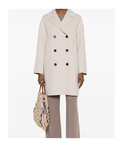 Max Mara Lapel Wool Coat In Neutral