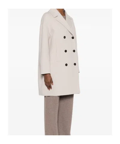 Max Mara Lapel Wool Coat In Neutral
