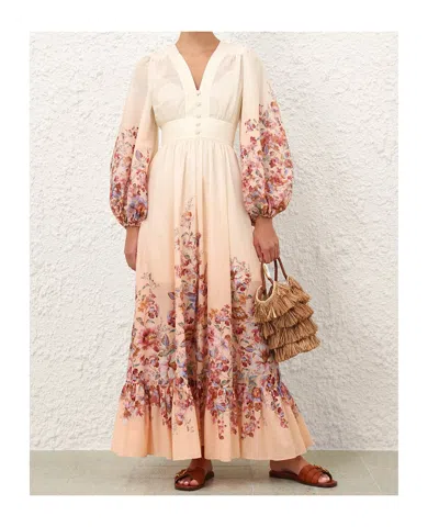 Zimmermann Awaken Plunge Maxi Dress With Separate Slip Clothing In Multi