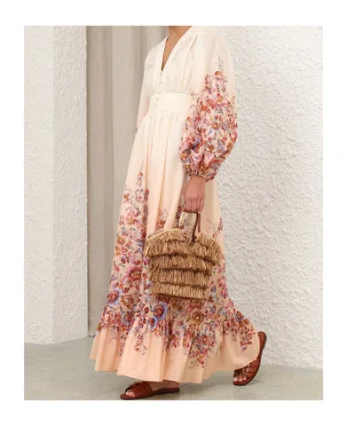 Zimmermann Awaken Plunge Maxi Dress With Separate Slip Clothing In Multi