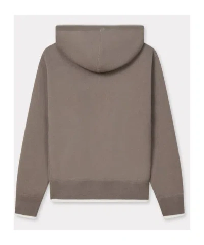 Kenzo Logo Patch Zip-up Jacket In Gray