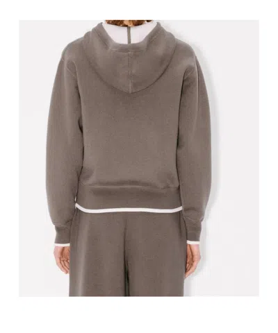 Kenzo Logo Patch Zip-up Jacket In Gray