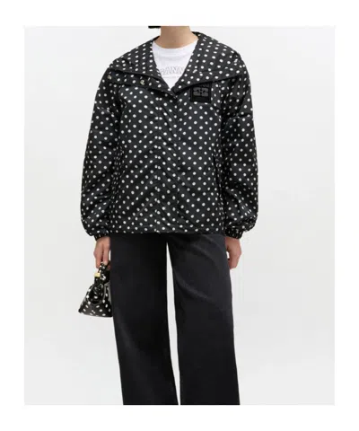 Ganni Flyweight Banana Graphic Long Coat In Black