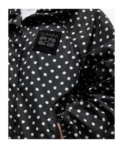 Ganni Flyweight Banana Graphic Long Coat In Black