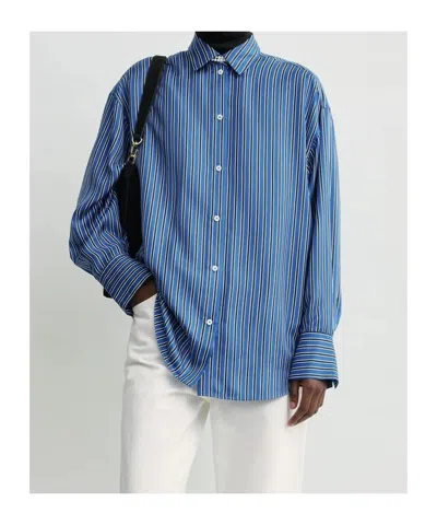 Totême Toteme Oversize Stripe Silk Button-up Shirt In Multi