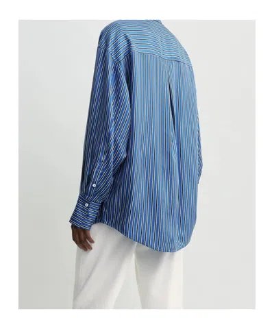 Totême Toteme Oversize Stripe Silk Button-up Shirt In Multi