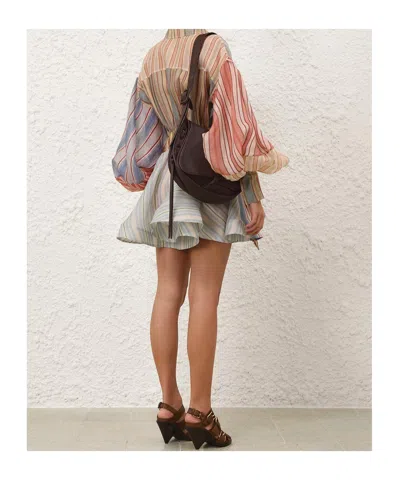 Zimmermann Rebellion Multicolor Midi Dress With Bow Detail On The Front And All-over Striped Motif In Linen And