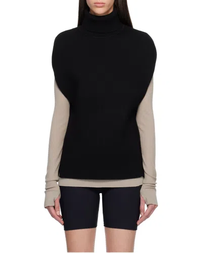 Totême Wool Turtleneck Vest Layered Design In Black
