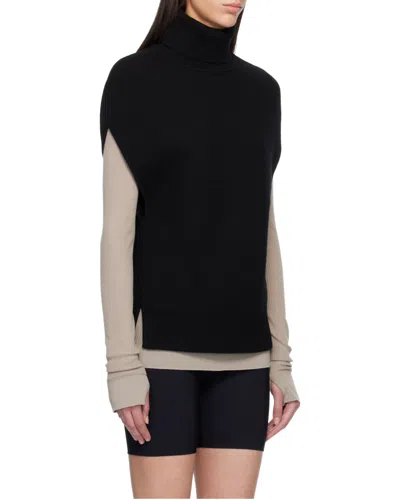 Totême Wool Turtleneck Vest Layered Design In Black