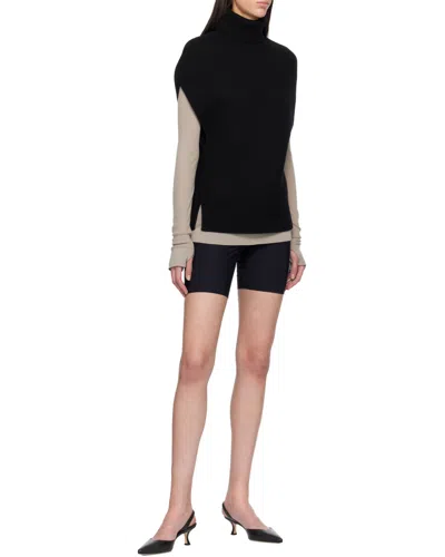 Totême Wool Turtleneck Vest Layered Design In Black