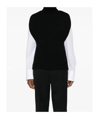 Totême Wool Turtleneck Vest Layered Design In Black