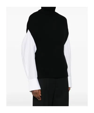 Totême Wool Turtleneck Vest Layered Design In Black