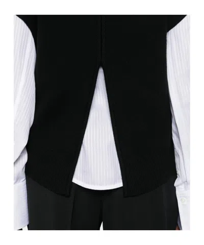 Totême Wool Turtleneck Vest Layered Design In Black