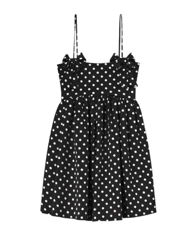 Ganni Multicolor Recycled Polyester Casual Dress In Black