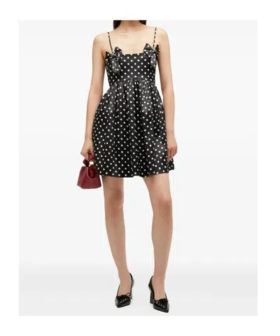 Ganni Multicolor Recycled Polyester Casual Dress In Black