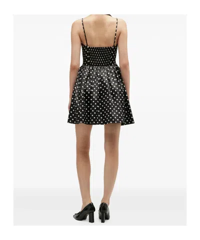 Ganni Multicolor Recycled Polyester Casual Dress In Black