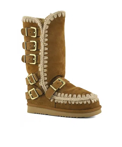 Mou Eskimo Buckle Strap Boots In Brown