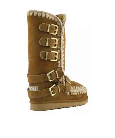 Mou Eskimo Buckle Strap Boots In Brown
