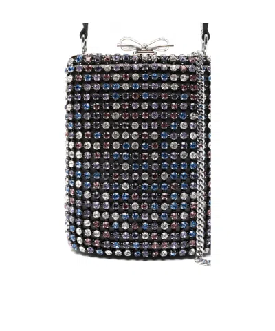 Self-portrait Mini Handbag With Multi-colored Crystal Surface And Bow Closure In Multi