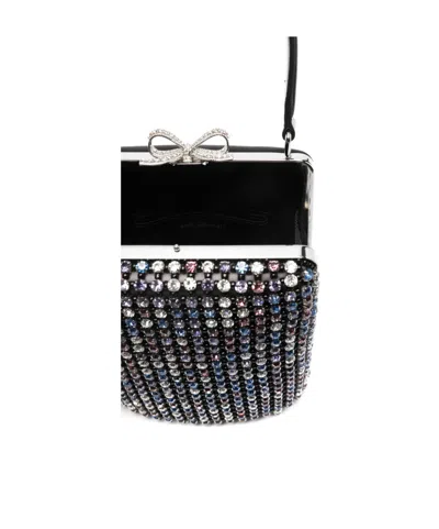 Self-portrait Mini Handbag With Multi-colored Crystal Surface And Bow Closure In Multi