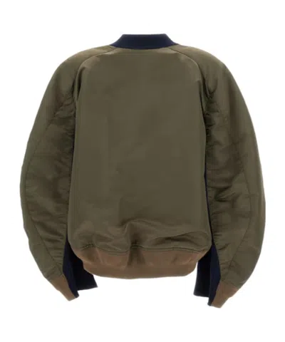Sacai Panelled Buttoned Bomber Jacket In Black