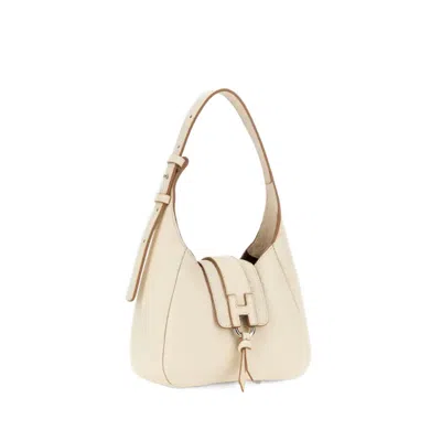 Hogan Shoulder Bag Textured Finish Adjustable Strap In Neutral