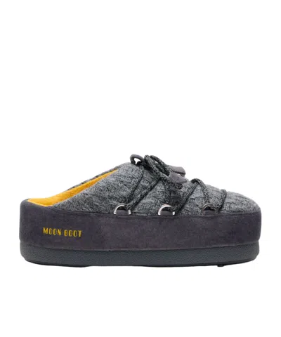 Moon Boot Grey Versatile Fashion Mule Shoes In Gray