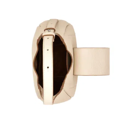 Hogan Shoulder Bag Textured Finish Adjustable Strap In Neutral