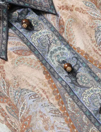 Zimmermann Wanderlust Multicolor Shirt With Classic Collar And All-over Print In Silk Woman