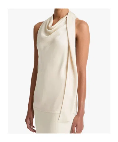 Vince Sleeveless Scarf Satin Top In Neutral