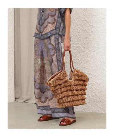 Zimmermann Wanderlust Multicolor Pants With Elastic Drawstring Waist And All-.over Print In Silk Woman