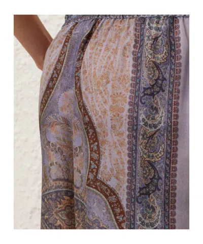 Zimmermann Wanderlust Multicolor Pants With Elastic Drawstring Waist And All-.over Print In Silk Woman