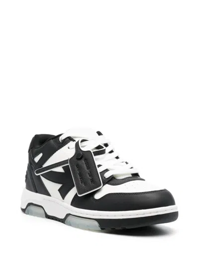Off-white Low-top Sneakers With Iconic Branding And Rubber Sole In Black