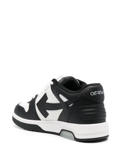Off-white Low-top Sneakers With Iconic Branding And Rubber Sole In Black