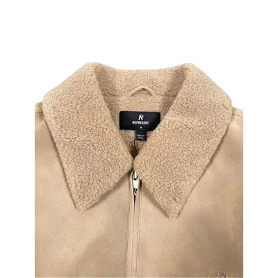 Represent Zipped Shearling Collar Jacket In Brown