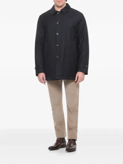 Montecore Buttoned Wool Raincoat In Blue