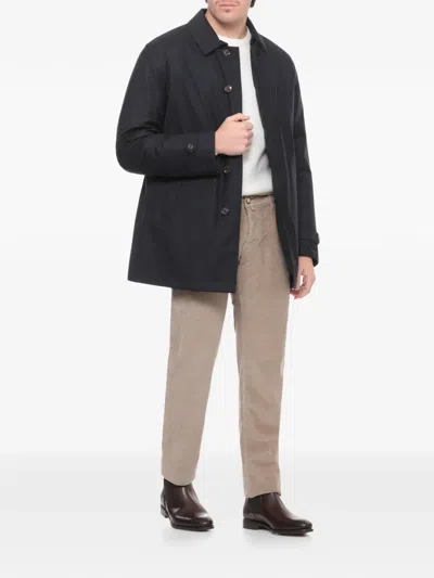 Montecore Buttoned Wool Raincoat In Blue