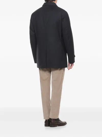 Montecore Buttoned Wool Raincoat In Blue