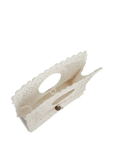 Jacquemus La Spiaggia Embellished Lace-raffia Bag In White