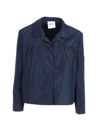 Aspesi Lined Technical Jacket In Blue