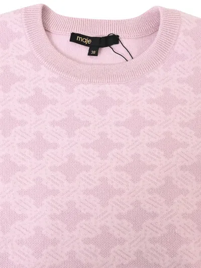 Pre-owned Maje Patterned-jacquard Mini Dress In Pink