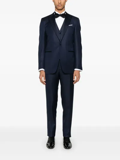 Canali Three-piece Suit In Blue