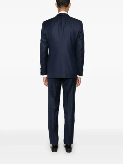 Canali Three-piece Suit In Blue